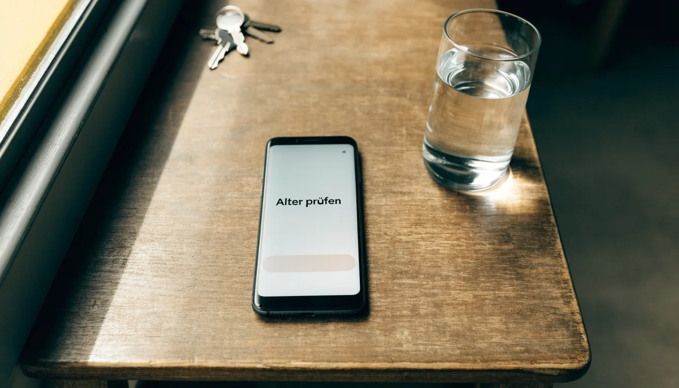 Ein Schlüsselbund und ein Glas Wasser stehen auf einem Holztisch im Licht eines Fensters