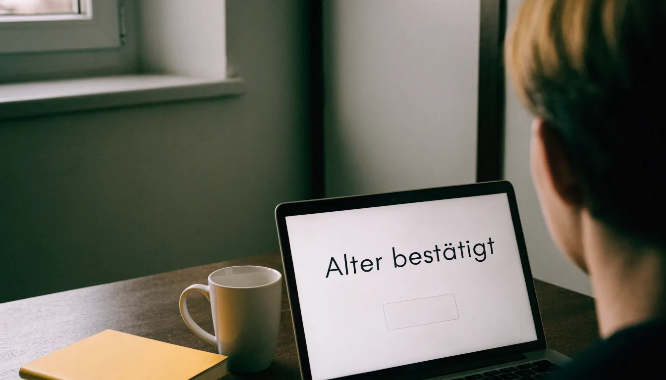 Ein Briefkasten aus Metall hängt an einem Holzzaun, dahinter liegt ein Garten im Morgennebel.