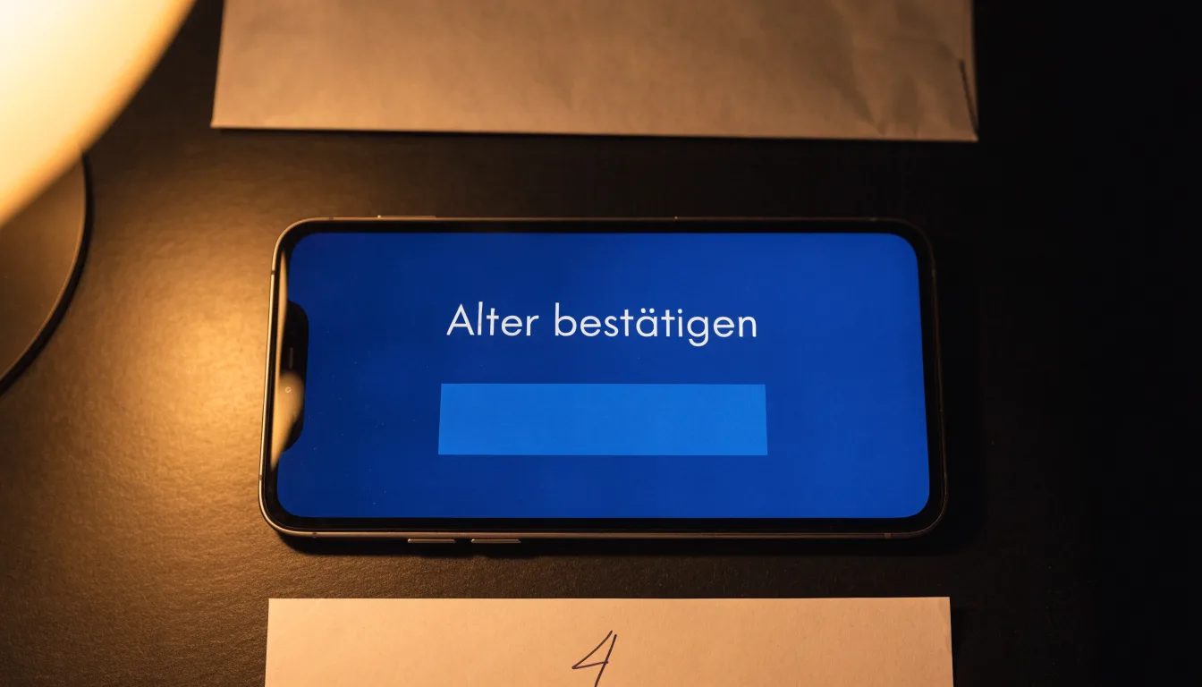 Eine kleine Messingwaage steht im Abendlicht auf einem dunklen Schreibtisch vor einem Bücherregal.